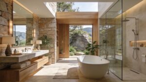 Open-Concept Bathrooms Designed as Modern Oases
