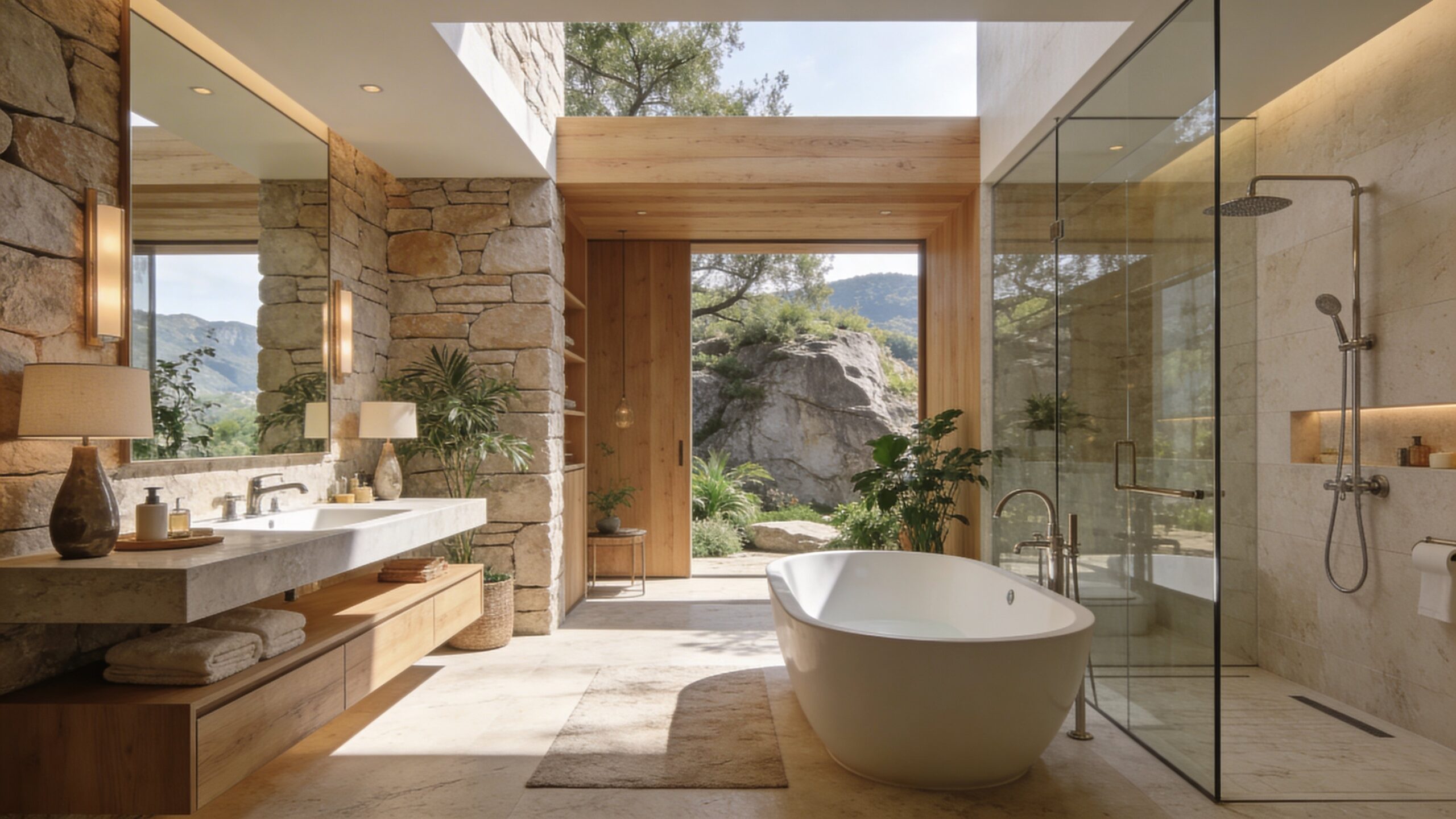 Open-Concept Bathrooms Designed as Modern Oases