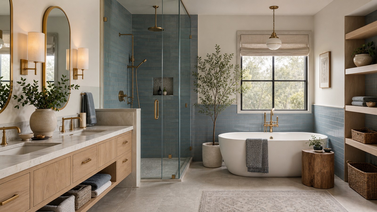 How to Choose the Perfect Color Palette for Any Space or Project shown as a polished editorial bathroom interior